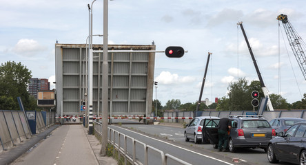 Bridge opening for the boats, closing for the traffic