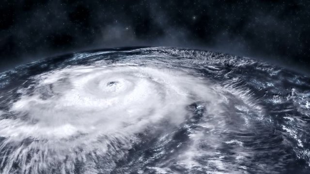 Hurricane storm tornado over the Earth from space, satellite view.