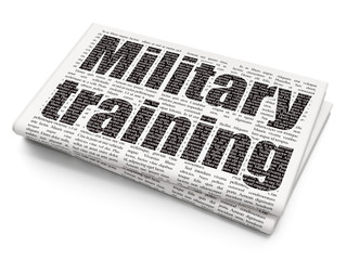 Studying concept: Military Training on Newspaper background