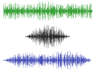 Various sound waves. Isolated on white background.Vector illustration.