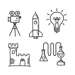 Drawings on white background