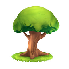 3D-rendering of a cartoon magic oak tree on a white background