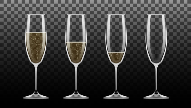 Realistic Transparent Champagne Glass