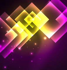 Dark background design with squares and shiny glowing effects