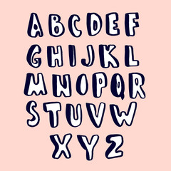 Creative hand drawn alphabet. Stylish ABC made with ink.Vector creative font.