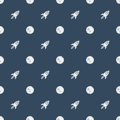 Space rocketship launch seamless pattern for business innovation product,creative idea and management background. Rocket flat design concept for Project start up and development process. 