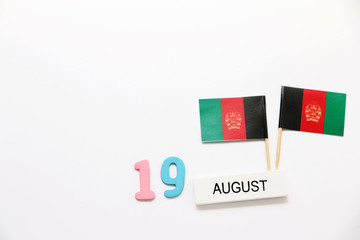 AUGUST 19 Wooden calendar Concept independence day of Afghanistan and Afghanistan national day.top view with space for your text