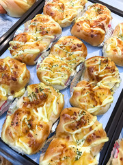 Crab stick bread in the bakery shop