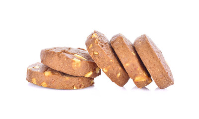 Chocolate Peanut Cookies on white background