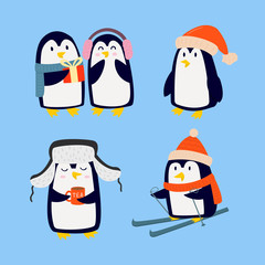 Penguin christmas vector illustration character cartoon funny cute animal antarctica polar beak pole winter bird.