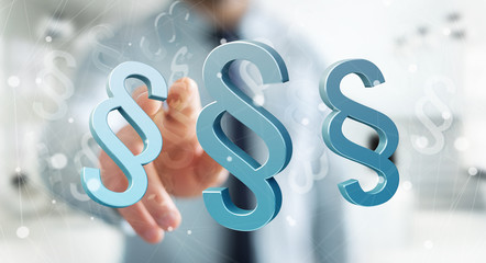 Businessman using law protection right 3D rendering