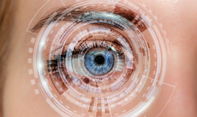 Close-up of woman digital eye 3D rendering