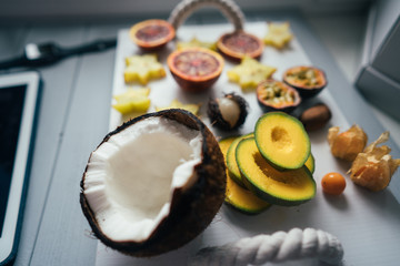 Exotic fruit platter.