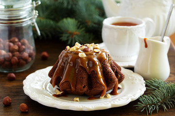 chocolate cake with caramel