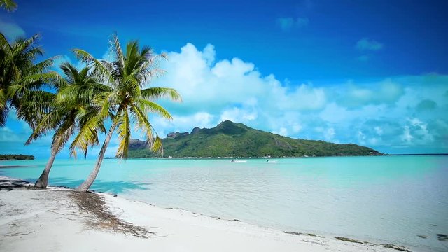 paysage de plage paradisiaque &agrave; tahiti, polyn&eacute;sie 