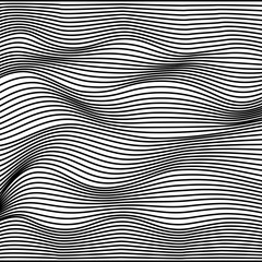 Geometric wavy stripes pattern. Black and white abstract background. Vector illustration.