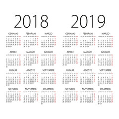 2018 and 2019 years Italian vector calendar