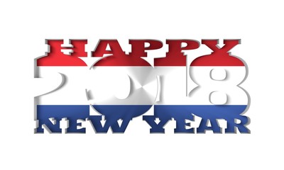 2018 Happy New Year Background for Seasonal Flyers and Greetings Card or Christmas themed invitations. Flag of the Netherlands. 3D rendering