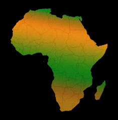 Africa continent outline silhouette map concept isolated on black background.