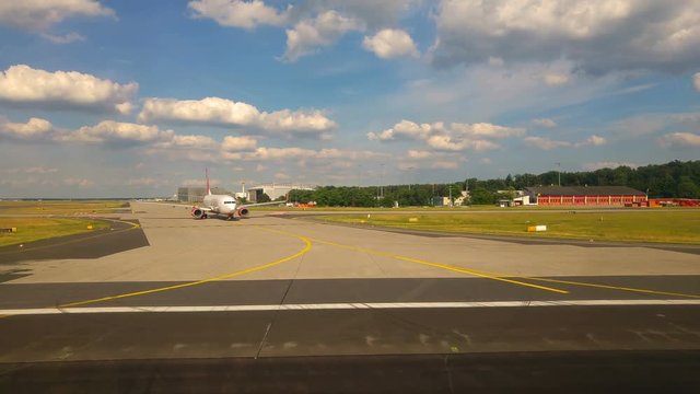 Airplane on the runway, wating for take off