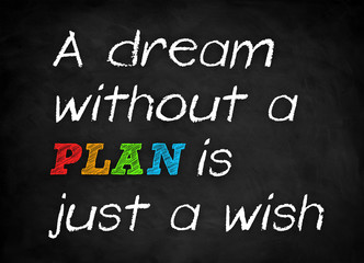 Fototapeta na wymiar A dream without a PLAN is just a wish