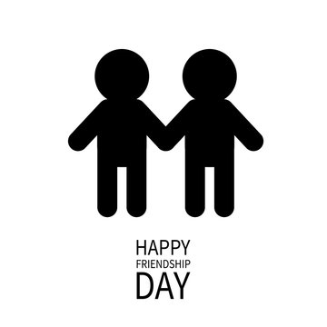 Happy Friendship Day. Boys holding hands icon. Friends forever. Two black man male silhouette sign symbol. LGBT Isolated. White background Flat design.