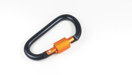 Black carabiner isolated