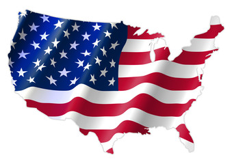 United States of America Map With Waving Flag