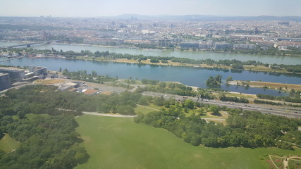 Fototapeta na wymiar Skyline Vienna from Danube Tower