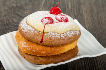 Fototapeta na wymiar Pancake with cherry
