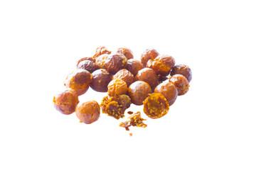 Freeze dried physalis on a white background.