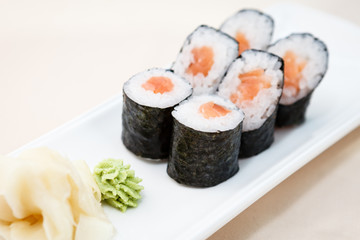 Tuna maki on a plate