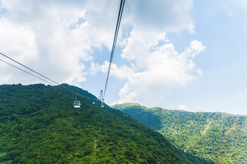 Cable car and blue sky in hong kong china