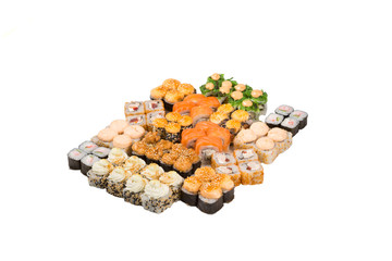 Japanese rolls isolated on a white