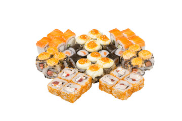 Japanese rolls isolated on a white