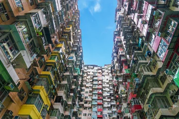 Fotobehang Kleurrijke overvolle flat in hong kong china © Trusjom