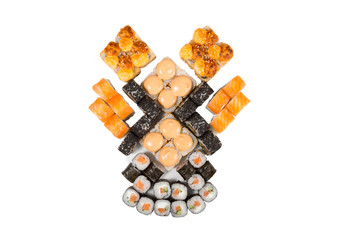 Japanese rolls isolated on a white