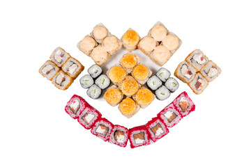 Japanese rolls isolated on a white