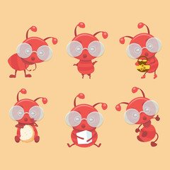 Cute ants cartoon collection set.
