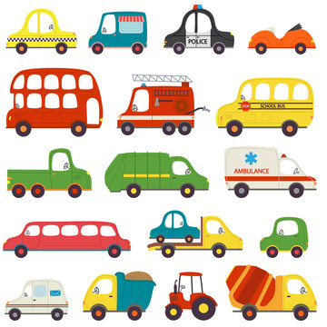 set of isolated transports -  vector illustration, eps
