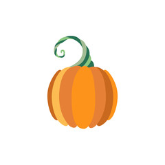 Vector flat pumpkin icon isolated illustration on a white background. Cartoon style vegetable, symbol of thanksgiving halloween autumn , harvest. Natural organic food nutrition, healthy eating element