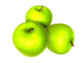 Three Fresh Yellow Green apples. Foods and Dishes Series.