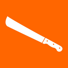 Machete or big knife white icon .