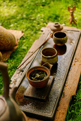 Chinese tea ceremony in a park.