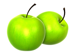 Two Fresh Yellow Green apples. Foods and Dishes Series.