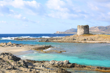 Fototapeta na wymiar Scenic coast on Sardinia Island, Mediterranean Sea, Stintino Peninsula, Italy