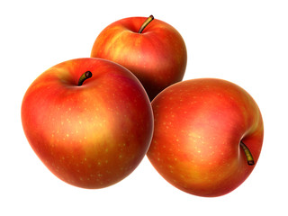 Three Fresh Red apples. Foods and Dishes Series.