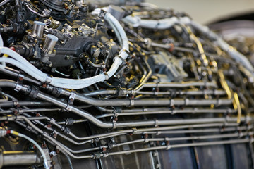jet engine. airplane engine side view close up