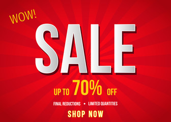 Sale  banner on red background.