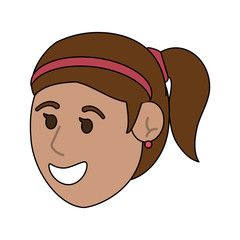 happy young women face cartoon